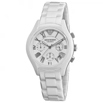 ARMANI AR1404 Ceramica Unisex Quartz Chronograph Watch 38mm Black Ceramic