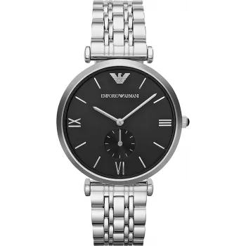 ARMANI AR1676 Vyriškas Analognis Kvarcinis Laikrodis 40mm Juodas Ciferblatas Odinis Dirželis
