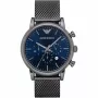 ARMANI AR1979 Vyriškas chronografo laikrodis 46mm juodas ciferblatas odinis dirželis