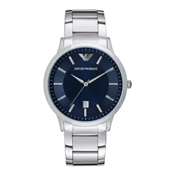 Armani AR2477 vyriškas kvarcinis chronografo laikrodis su plienine apyranke ir mėlynu ciferblatu, 43 mm