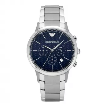 Armani AR2486 Vyrų Kvarcinis Chronografo Laikrodis 43mm Nerūdijančio Plieno Mėlynu Ciferblatu