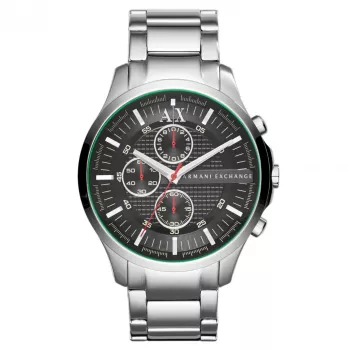 ARMANI EXCHANGE AX2163 Vyriškas Kvarcinis Chronografo Laikrodis 46mm Juodas Ciferblatas Odinis Dirželis