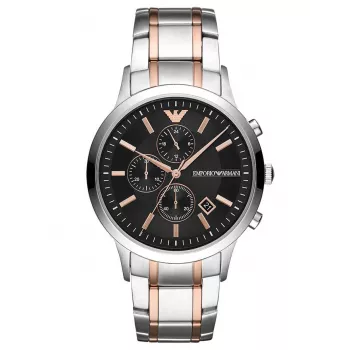 Armani Man AR11165 Vyriškas Chronografo Laikrodis, 43mm Nerūdijančio Plieno Juodas Ciferblatas