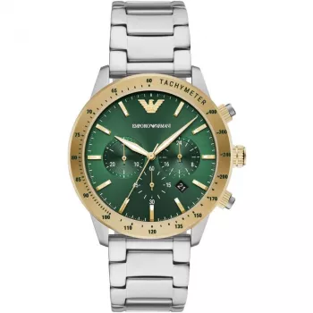Armani Man AR11454 Vyrų Chronografo Laikrodis 43mm Juodas Ciferblatas Odinis Dirželis