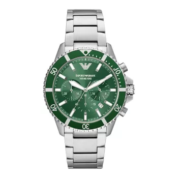 Armani Man AR11500 Vyriškas analoginis kvarcinis chronografas, 43 mm, juodas ciferblatas, odinis dirželis