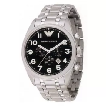 Armani vyriškas chronografo laikrodis AR0508, 40 mm, nerūdijantis plienas, juodas ciferblatas
