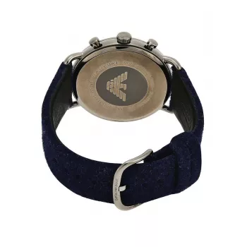 ARMANI vyrų AR11144 Chronografinis nerūdijančio plieno laikrodis 43 mm mėlynu ciferblatu