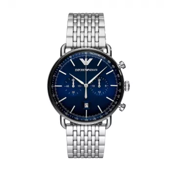ARMANI Vyriškas AR11238 Nerūdijančio plieno chronografas su mėlynu ciferblatu, 43 mm