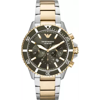 Armani vyriškas laikrodis AR11361 42mm nerūdijančio plieno tinklelio apyrankė juodas ciferblatas chronografas