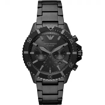ARMANI Vyriškas chronografinis laikrodis AR11363 iš nerūdijančio plieno, 43 mm, juodas ciferblatas