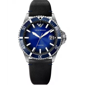Armani Vyrų Laikrodis AR11516 42mm Nerūdijančio Plieno Kvarcinis Chronografas Mėlynu Ciferblatu
