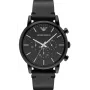 Armani Renato vyriškas chronografinis laikrodis AR1918 46mm juodas ciferblatas odinis dirželis