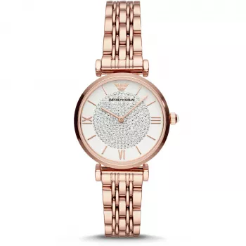 ARMANI moteriškas laikrodis AR11244 Gianni T-Bar kvarcinis analoginis 32 mm rožinio aukso spalvos nerūdijantis plienas