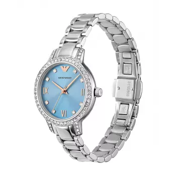 ARMANI moteriškas laikrodis AR11585 nerūdijančio plieno kvarcinis 32 mm sidabriniu ciferblatu