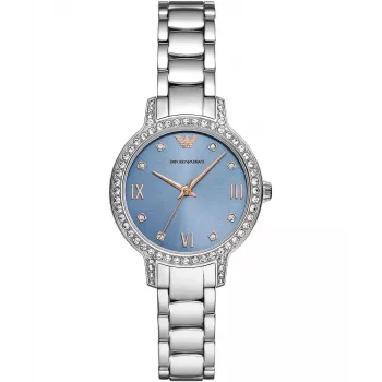 ARMANI moteriškas laikrodis AR11585 nerūdijančio plieno kvarcinis 32 mm sidabriniu ciferblatu