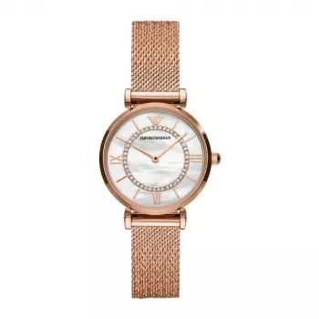 Armani moteriškas laikrodis AR11320 32mm nerūdijančio plieno tinklelio apyrankė kvarcinis