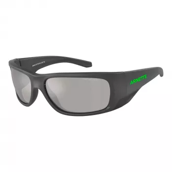 ARNETTE vyriški akiniai nuo saulės AN4345-28706G – stačiakampis matinis juodas rėmelis, pilki veidrodiniai sidabriniai lęšiai 62 mm