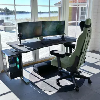 Arozzi Arena Large Gaming Stalas – Forest Green (Reguliuojamas Aukštis, Mikropluošto Pelės Kilimėlis)