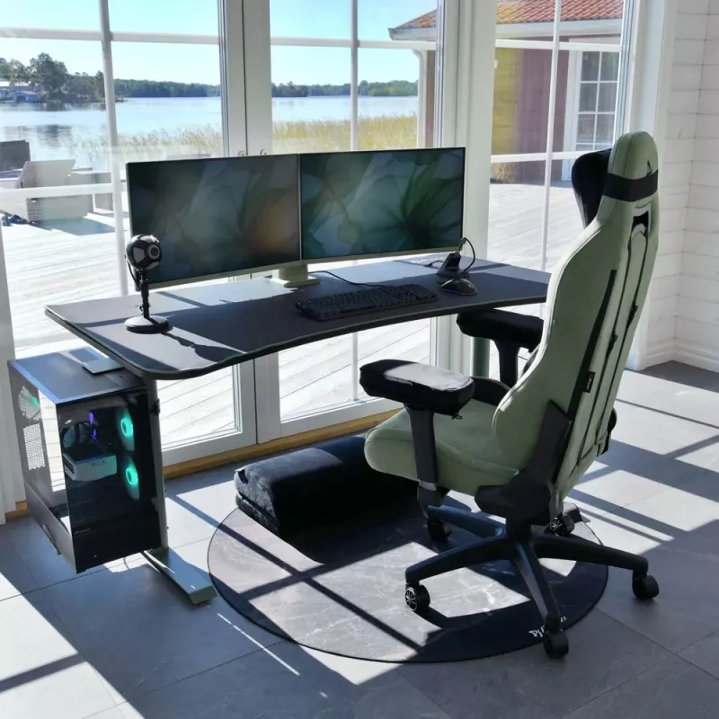 Arozzi Arena Large Gaming Stalas – Forest Green (Reguliuojamas Aukštis, Mikropluošto Pelės Kilimėlis)