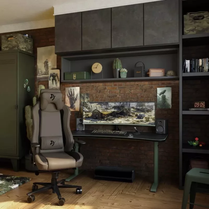 Arozzi Arena Large Gaming Stalas – Forest Green (Reguliuojamas Aukštis, Mikropluošto Pelės Kilimėlis)