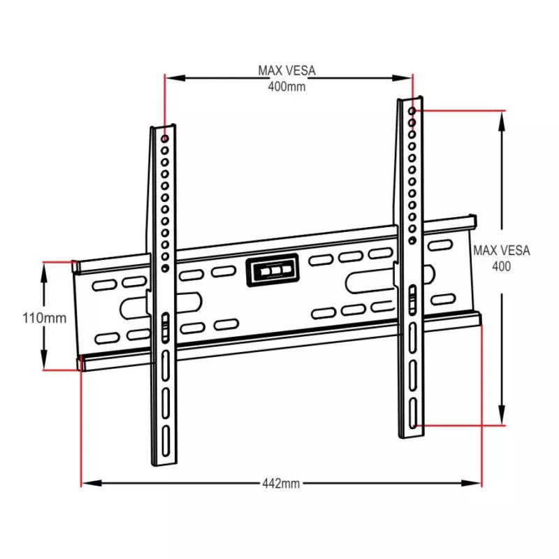 ART AR-33 Fiksuotas TV laikiklis 26-60 colių televizoriams, 45 kg, VESA 400x400, itin plonas 24 mm profilis, juodas