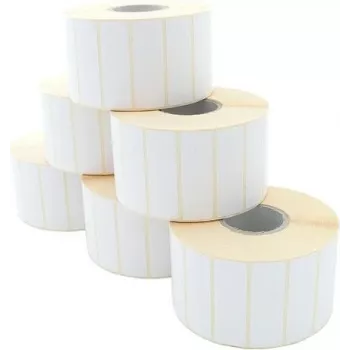 ARTDEV Terminio Perdavimo Etikečių Ritinys 60x20mm, 110mm Ritinio Skersmuo, 40mm Šerdis, 2600 Etikečių/Ritinys, Baltos, Popierinės, Nuolatiniai Klijai
