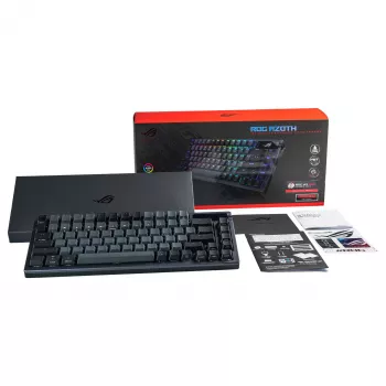 ASUS ROG Azoth 75% Hotswap mechaninė klaviatūra, Tri-Mode RGB, OLED ekranas, PBT klavišai, NX jungikliai, juoda