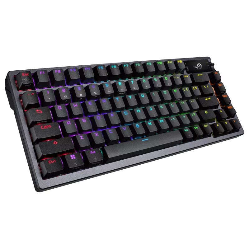 ASUS ROG Azoth 75% Hotswap mechaninė klaviatūra, Tri-Mode RGB, OLED ekranas, PBT klavišai, NX jungikliai, juoda