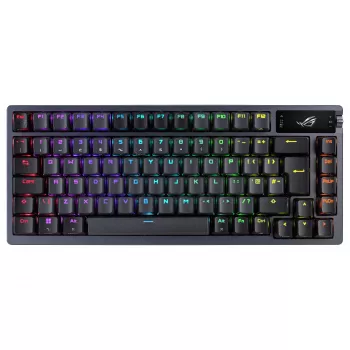 ASUS ROG Azoth 75% Hotswap mechaninė klaviatūra, Tri-Mode RGB, OLED ekranas, PBT klavišai, NX jungikliai, juoda
