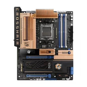 ASUS ROG CROSSHAIR X870E Gaming WiFi 7 ATX pagrindinė plokštė AMD AM5, DDR5, PCIe 5.0, 10Gb Ethernet, juoda/bronzinė