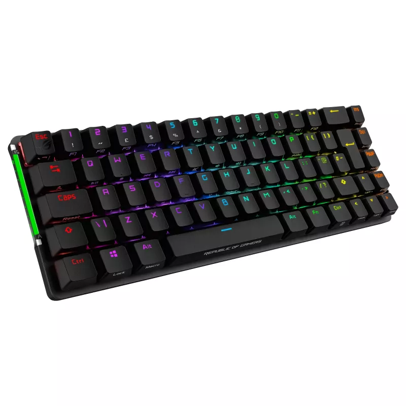 ASUS ROG Falchion NX mechaninė žaidimų klaviatūra, 65% formos faktorius, ROG NX Red jungikliai, belaidė/laidinis ryšys, RGB foninis apšvietimas, juoda