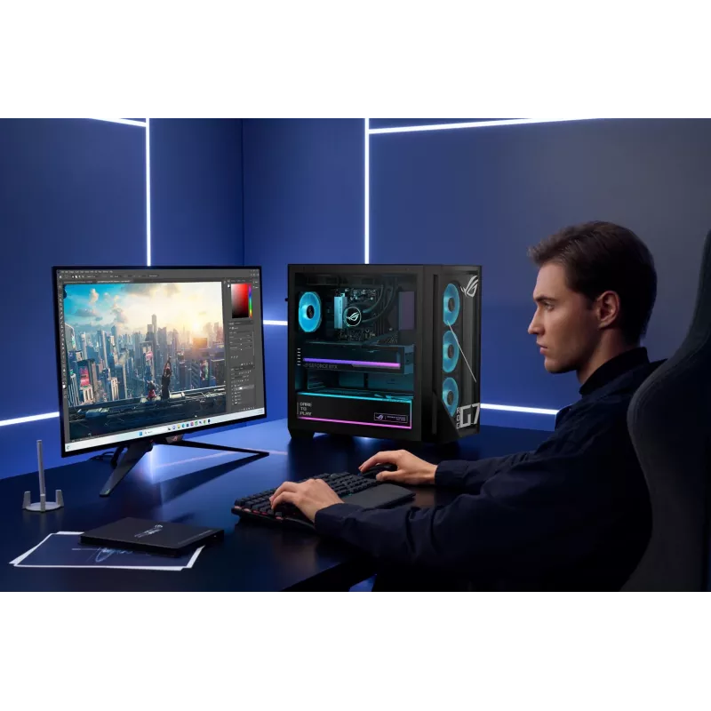 ASUS ROG G700 GM700TZ-R9800X283W žaidimų kompiuteris - AMD Ryzen 7 9800X3D, 32GB DDR5, 2TB SSD, Radeon RX 9070 XT, Windows 11 Home, juodas