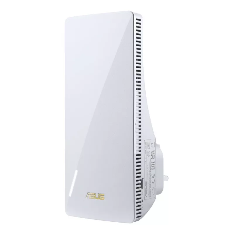 ASUS RP-BE58 dviejų juostų Wi-Fi 7 signalo stiprintuvas, BE3456, 2.4GHz 574Mbps + 5GHz 2882Mbps, 1x Gigabit prievadas, AiMesh, WPA3, baltas