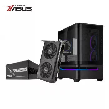 ASUS UWM 1 žaidimų korpuso, vaizdo plokštės ir maitinimo bloko rinkinys (AP202 ARGB | RTX 5050 | PRIME 750W)