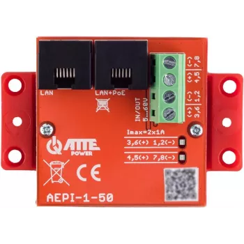 ATTE AEPI-1-50 Passyvus PoE adapteris 1 kanalo 10/100/1000 Mbps Gigabit Ethernet