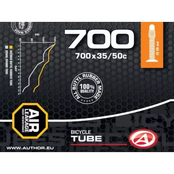 Author Tube AT-CROSS-700C Wide FV48 700x35/50C (Juoda) – 48 mm Presta vožtuvo butilinė vidinė padanga
