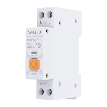 AVATTO WCB16 išmanusis WiFi automatinis jungiklis 1P 16A 230V DIN bėgeliui su energijos stebėjimu