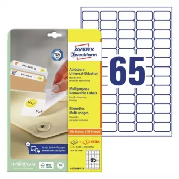 AVERY Zweckform ProNature Nuimami Universalūs Lipdukai 38,1 x 21,2 mm Balti - 1750 lipdukų (L6026REV-25)
