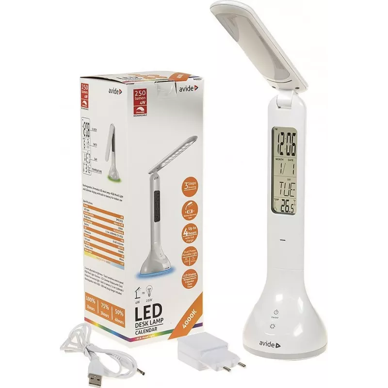 Avide LED stalinė lempa RGB Calendar White 4W 250lm