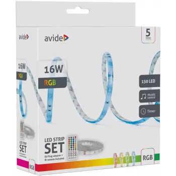 Avide LED juosta Blister 12V 16W RGB 5m su IR nuotolinio valdymo pulteliu