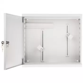 AWO-DVR-2 Plieninė sieninė spinta DVR/NVR įrangai, 430 x 380 x 115 mm, pilka (RAL 7035), su raktu, IP20
