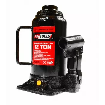 AWTOOLS 12 tonų hidraulinis butelinis domkratas, 217–405 mm kėlimo aukštis, plieninis, raudonas/juodas