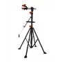 AWTOOLS Dviračių remonto stovas 30kg, 360° sukamas spaustukas, sulankstomas trikojis, įrankių padėklas, aukštis 107-190cm, juodas/raudonas