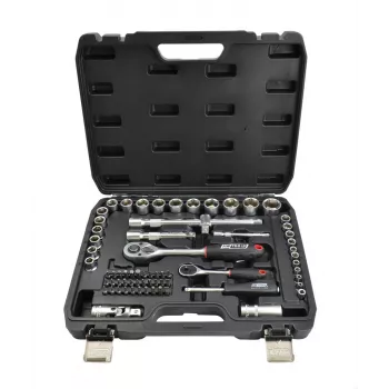 AWTOOLS 72 dalių 1/2 colio ir 1/4 colio lizdinių raktų rinkinys BLACK LINE