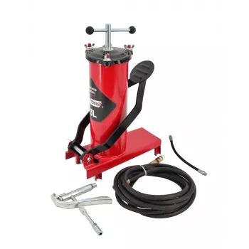 AWTOOLS AW15940 Foot Air Pump - Single Cylinder, 10 BAR, Analog Gauge, Steel Frame, Black/Silver