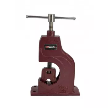 AWTOOLS AW24307 Veržtuvas 100 mm žiaunos, ketaus fiksuotas pagrindas su priekalu