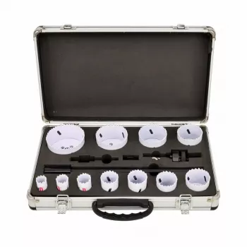 AWTOOLS Bimetalinių skylėtųjų pjūklų rinkinys 19-76mm 15 vnt. BLACK LINE Metal Case