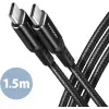 AXAGON BUCM-CM15AB USB-C į USB-C 2.0 laidas, 1,5m, PD 60W, 3A, pintas - Juodas