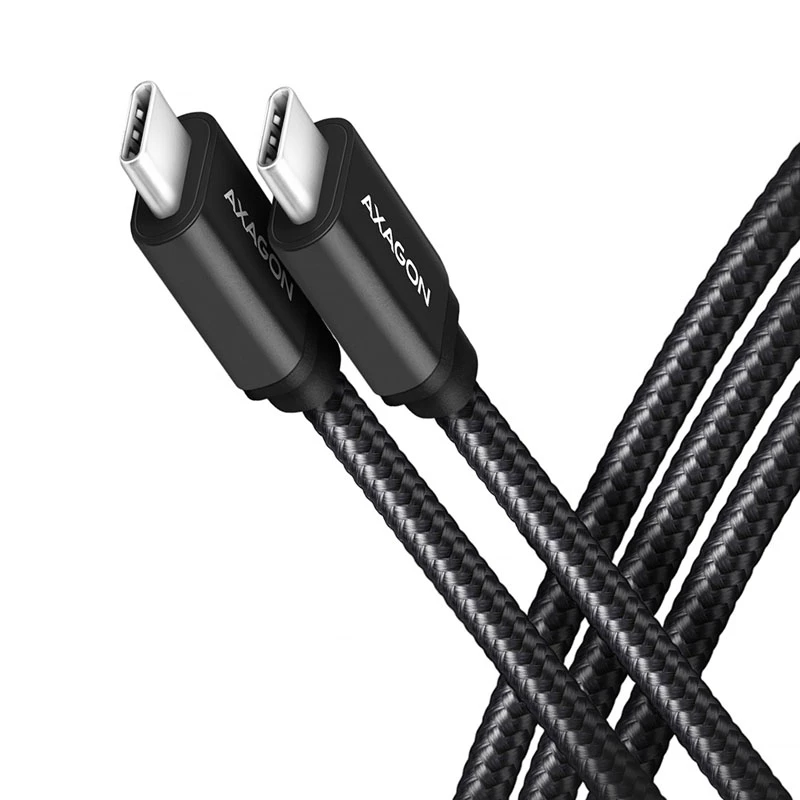 AXAGON BUCM-CM15AB USB-C į USB-C 2.0 laidas, 1,5m, PD 60W, 3A, pintas - Juodas