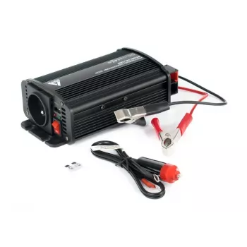 AZO Digital IPS-800U 800W 24V DC į 230V AC keitiklis su USB, Schuko lizdu ir akumuliatoriaus gnybtais